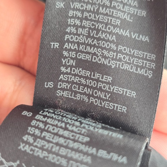 H&M Gray Pockets Recycled Wool Heavy Coat Jacket Button Zipper Pockets Mens 38R - Picture 8 of 10